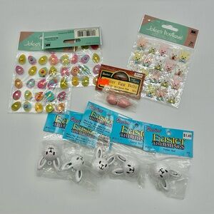 Easter Novelty Craft Lot Stickers Bells Bunny Eggs Set of 9